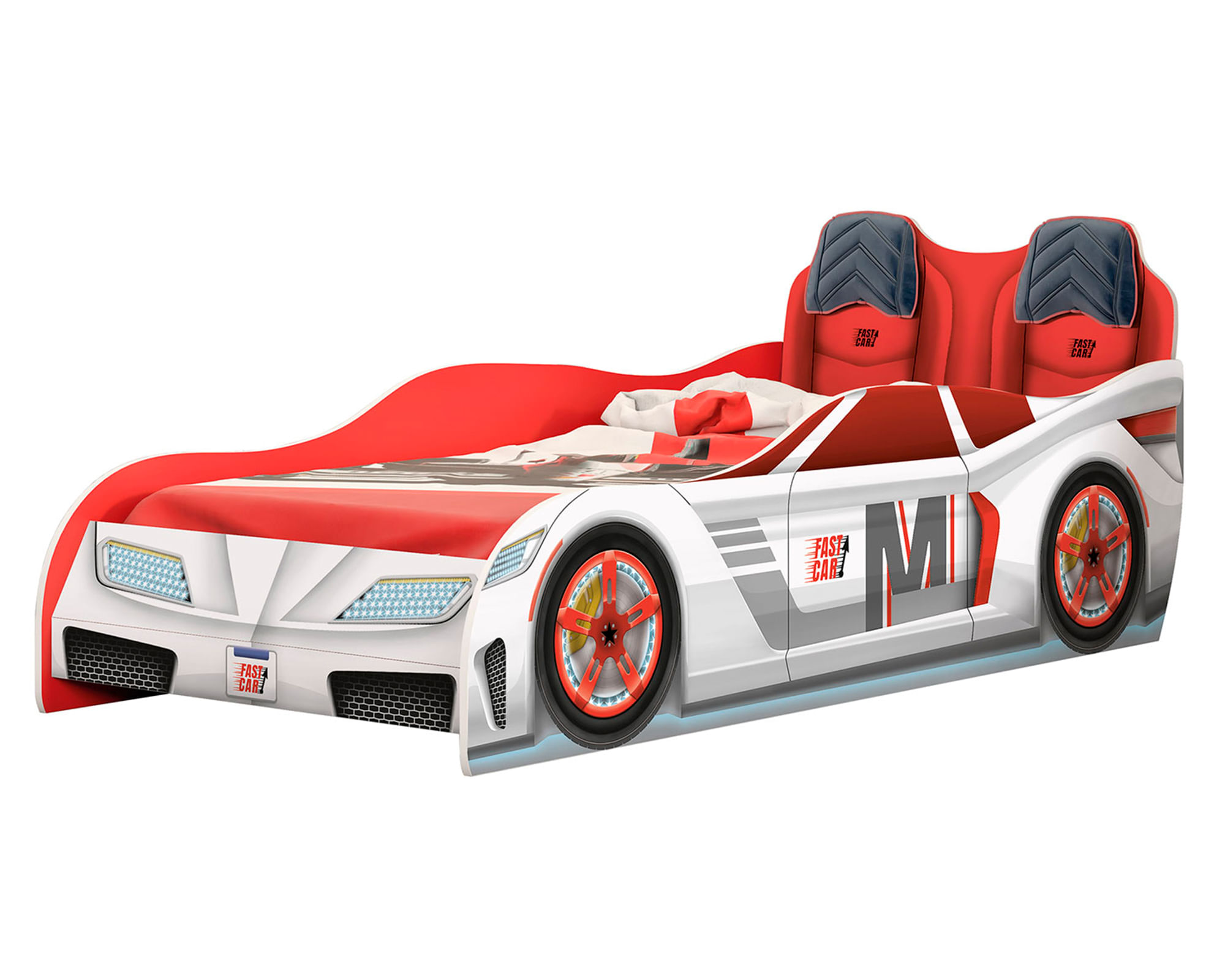 Kidscool Cama Infantil 1 plaza Auto Carrera blanco