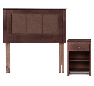 Set respaldo 1.5 plazas Rachel + velador Ferrara chocolate