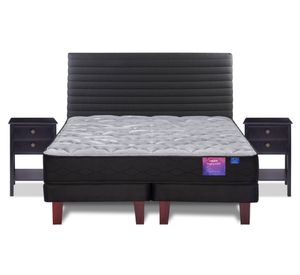 Cama europea 2 plazas Therapedic Plus base dividida + respaldo Modern grafito + veladores Rover