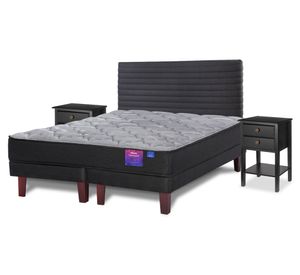 Cama europea 2 plazas Therapedic Plus base dividida + respaldo Modern grafito + veladores Rover