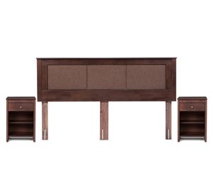 Set respaldo King Rachel + 2 veladores Ferrara chocolate