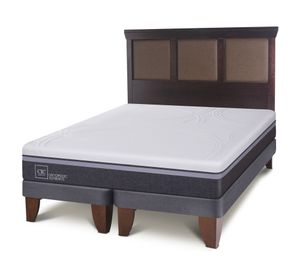 Cama europea king Ortopedic Advance + respaldo New Torino chocolate Cic