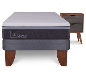 Cama europea 1.5 plazas Ortopedic Advance + velador Níger Cic