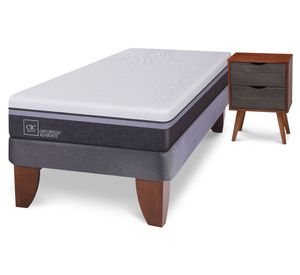 Cama europea 1.5 plazas Ortopedic Advance + velador Níger Cic