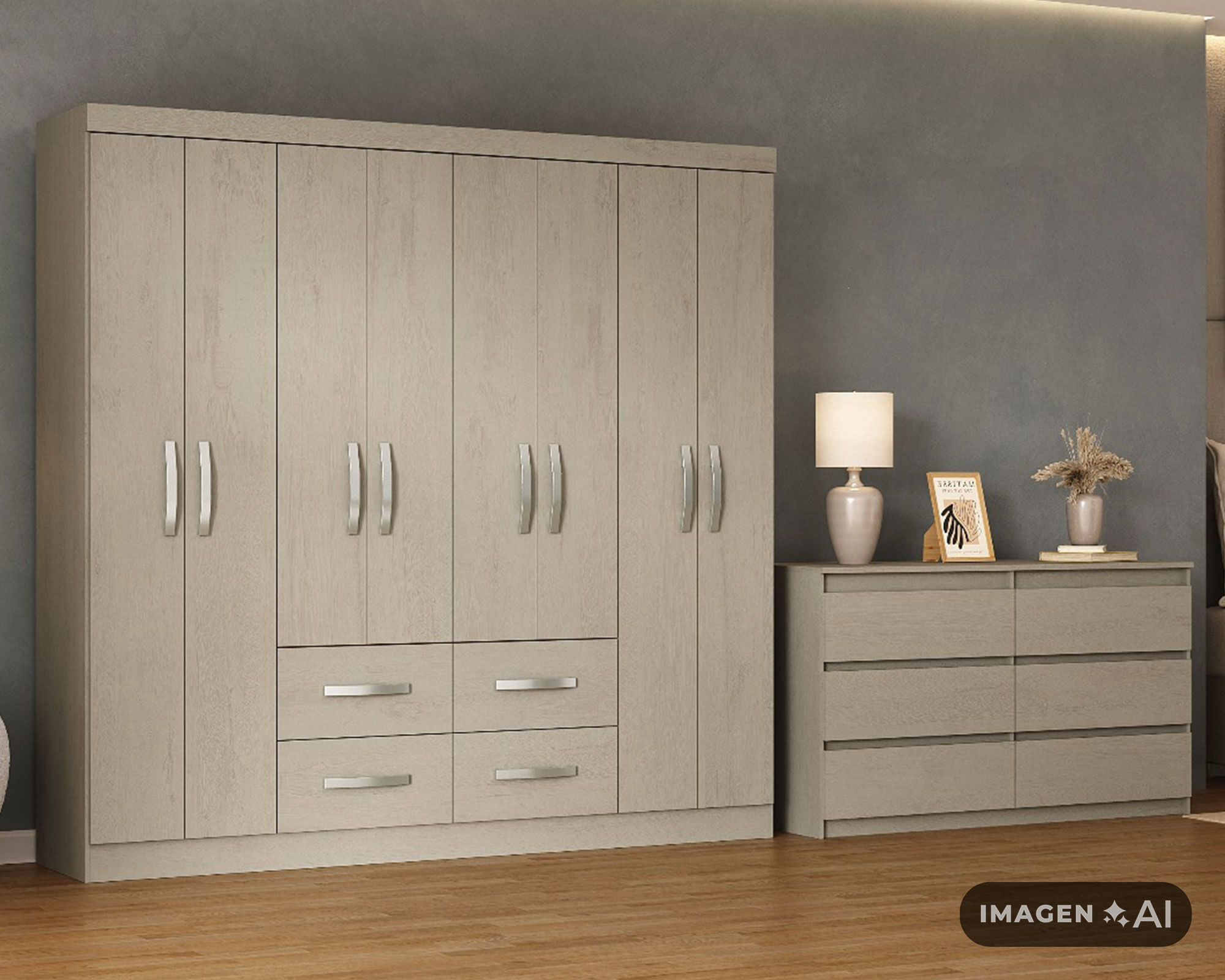 Clóset 8 puertas 4 cajones crema 183x40x177 cm | Easy.cl