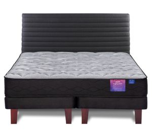 Cama europea king Therapedic Plus base dividida + respaldo Modern grafito