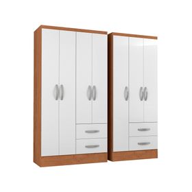 Clóset 4 puertas&nbsp;2 cajones 183x94x47 cm + Clóset 3 puertas 2 cajones 183x75x46 cm