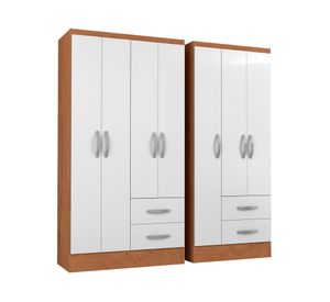 Clóset 4 puertas 2 cajones 183x94x47 cm + Clóset 3 puertas 2 cajones 183x75x46 cm