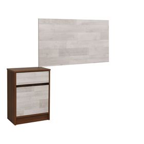 Respaldo 1 plaza + velador Legno nogal amazónico