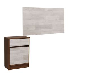 Respaldo 1 plaza + velador Legno nogal amazónico