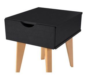 Velador 1 cajón Nordic negro Be Design
