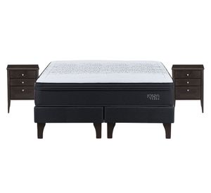 Cama europea 2 plazas Tempo + base dividida + 2 veladores Issey