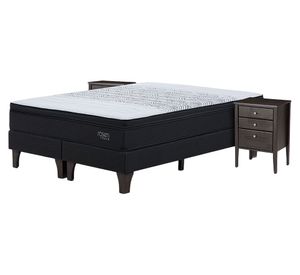 Cama europea 2 plazas Tempo + base dividida + 2 veladores Issey