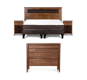 Cama europea 2 plazas Ergo T + base dividida + set Ferrara + cómoda Baker