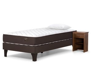 Cama europea 1.5 plazas Ergo T + velador Ferrara + almohada