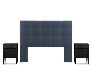 Respaldo 2 plazas + velador Issey azul