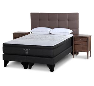 Cama europea 2 plazas Tempo base dividida patas + set Issey visón+ almohadas Rosen