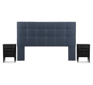 Respaldo King + velador Issey azul