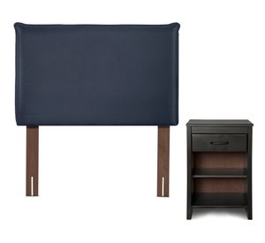 Respaldo 1.5 plazas + velador Maurice azul