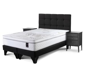 Cama europea king Art 4 base dividida patas + set Issey + almohadas Rosen