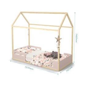 Cama casita Liv rosado Kidscool