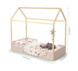 Cama casita Liv rosado Kidscool