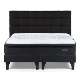 Cama europea king Tempo base dividida patas + respaldo Issey Rosen