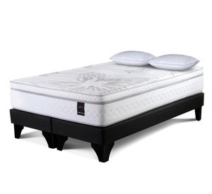 Cama europea 2 plazas Art 4 base dividida patas + almohada Extra Rosen
