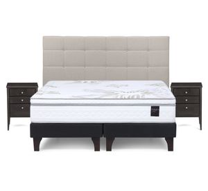 Cama europea King base dividida Art 4 + Set Issey Niebla