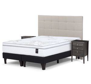Cama europea King base dividida Art 4 + Set Issey Niebla
