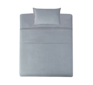 Juego de sábanas 1 plaza microfibra Bordada gris