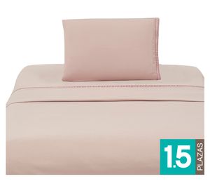 Juego de sábanas 1.5 plazas microfibra Bordada rosa
