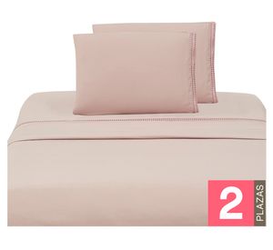 Juego de sábanas 2 plazas microfibra Bordada rosa