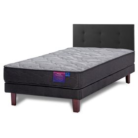 Cama europea Therapedic Plus  1.5 plazas + respaldo Royal negro