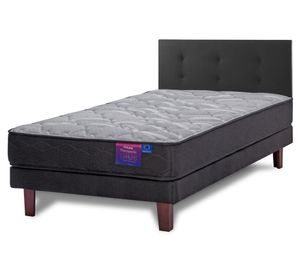 Cama europea Therapedic Plus 1.5 plazas + respaldo Royal negro