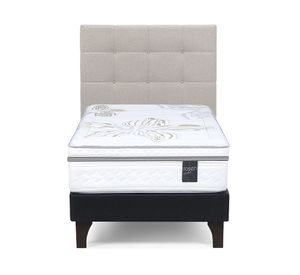 Cama europea 1.5 plazas Art 4 + Respaldo Issey Niebla
