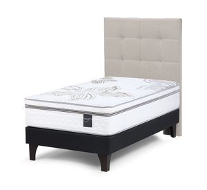 Cama europea 1.5 plazas Art 4 + Respaldo Issey Niebla