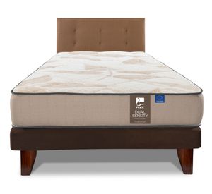 Cama europeas 1.5 plazas Dual Sensity + respaldo café