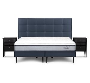 Cama europea King base dividida Indie + set Issey azul