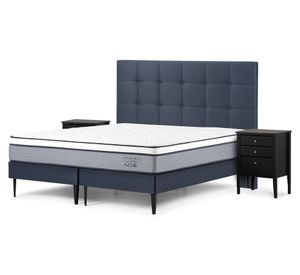 Cama europea King base dividida Indie + set Issey azul