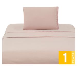 Juego de sábanas 1 plaza microfibra Bordada rosa