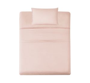 Juego de sábanas 1 plaza microfibra Bordada rosa