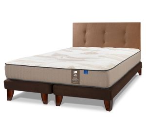 Cama europea 2 plazas base dividida Dual Sensity + respaldo café