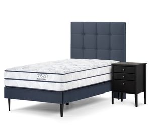 Cama europea 1.5 plazas Autonomy + set muebles Issey azul