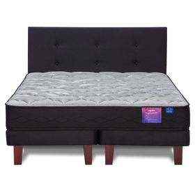 Cama europea Therapedic Plus  2 plazas base dividida + respaldo Royal negro
