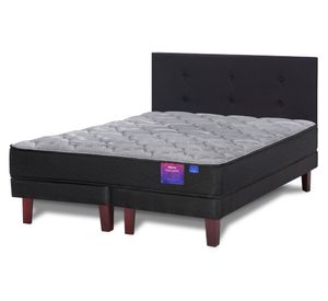 Cama europea Therapedic Plus  2 plazas base dividida + respaldo Royal negro