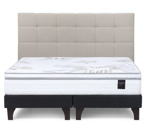 Cama europea King base dividida Art 4 + Respaldo Issey Niebla