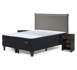 Cama europea Tempo king base dividida + set Maurice gris