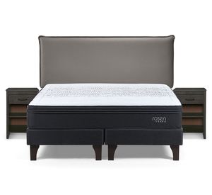 Cama europea Tempo 2 plazas base dividida + set Maurice gris