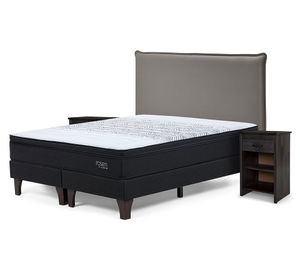 Cama europea Tempo 2 plazas base dividida + set Maurice gris